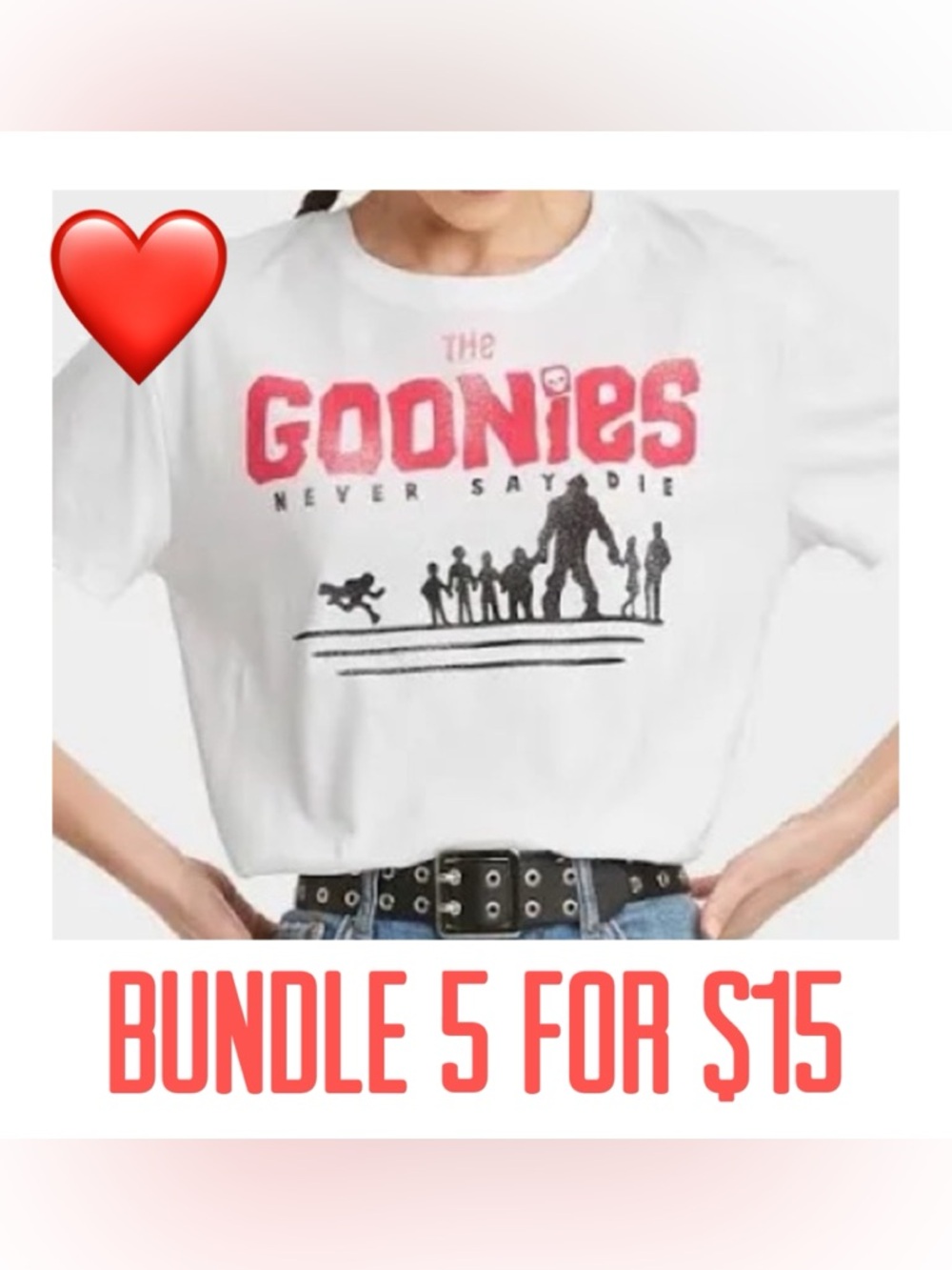 ❤️5 for $15❤️The  Goonies-Never Say Die Distressed Short Sleeve Slim Fit T-shirt